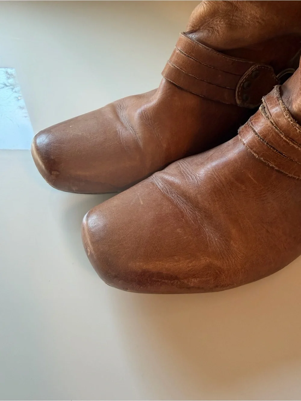 Vintage Frye Cognac Harness Mid-Calf Boots (2007)